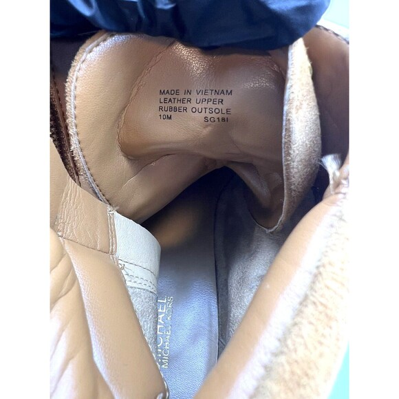 Michael Kors Women's Logo Side Zip Lace Up Suede Combat Boots 10 M Camel Leather - Picture 8 of 9